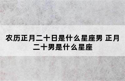 农历正月二十日是什么星座男 正月二十男是什么星座